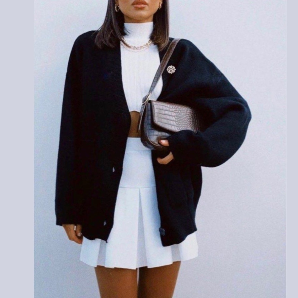 6 Degrees Black Cardigan Sweatshirt With Brooch